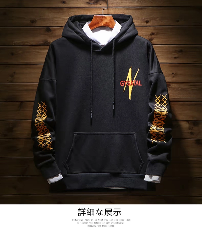 2019 xuân mới nam áo len dài tay trùm đầu thanh niên học sinh đẹp trai áo khoác nam hàng đầu - Áo len hoodie đỏ