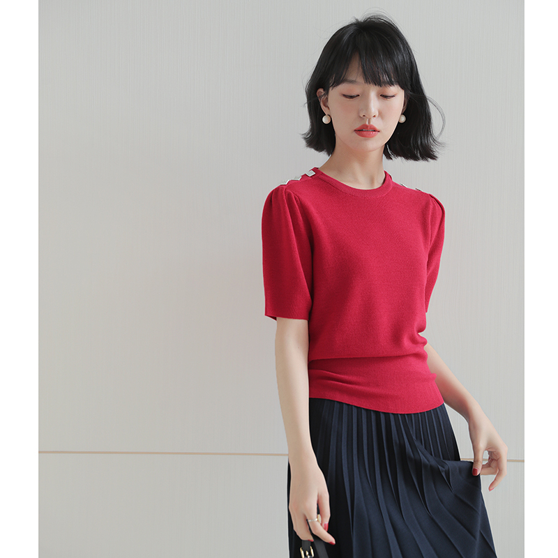 Wool short sleeves Knitted Sweatshirt Woman Spring Dress 2022 New Faeca Style Foreign Pie Design Sensation Hitch Undershirt Hooded Top Jacket