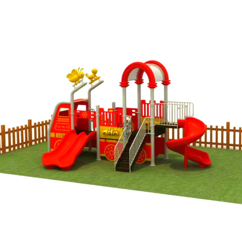 Kindergarten Outdoor Large Composition PE Board Slide Terra Community Park Fire Truck Slides Themed Children Pleasure Facilities