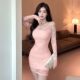 Sexy hot girl dress lace one-shoulder for fat girls spring design high-end slimming hip skirt