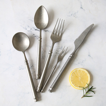 Vintage snow sand 304 stainless steel steak knife and fork spoon cake fork coffee spoon Dessert knife and fork spoon Western tableware