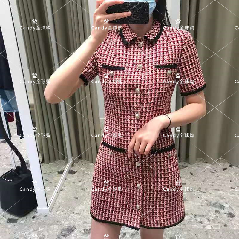 French maje dress 21 spring and summer small fragrance style pattern piping sweet skirt women