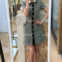 France maje 20 autumn winter new small scent winebird gig collection waist single row of dress and dress woman