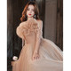 Evening dress light luxury niche high-end banquet temperament dress heavy industry host princess dress champagne high-end sense