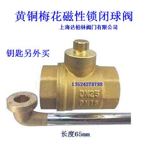 Brass Plum Magnetic Lock Ball Valve Central Heating Lock Ball Valve Plum Handle Magnetic Locking Thermometric Ball Valve