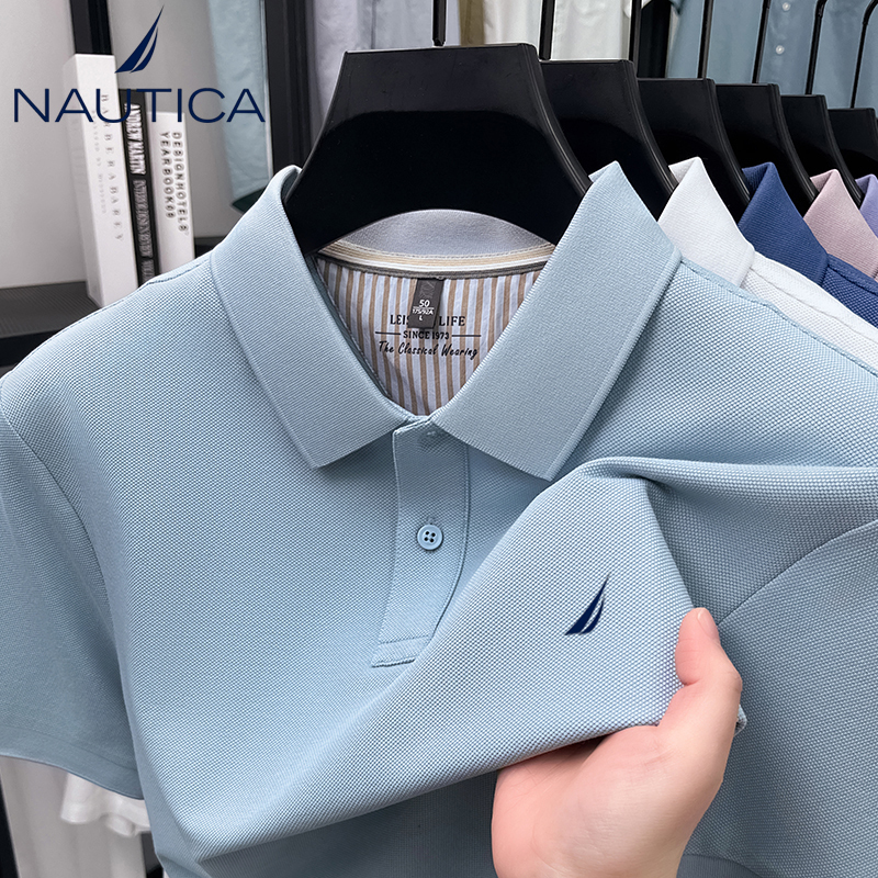 Nautica/Notica Summer Men's Short-Sleeved Polo Shirt Long-Staple Cotton Half-Sleeve American-Style T-Shirt with a Collar Thin Top