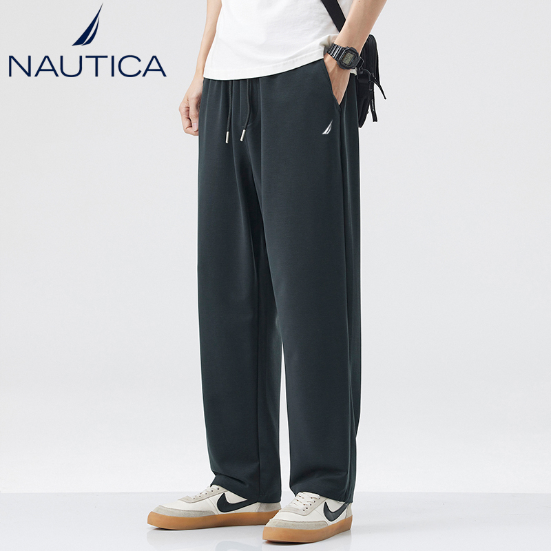 Nautica/Notica Genuine Men's Modal Straight-Leg Sweatpants Summer Elastic Waist Loose Casual Pants