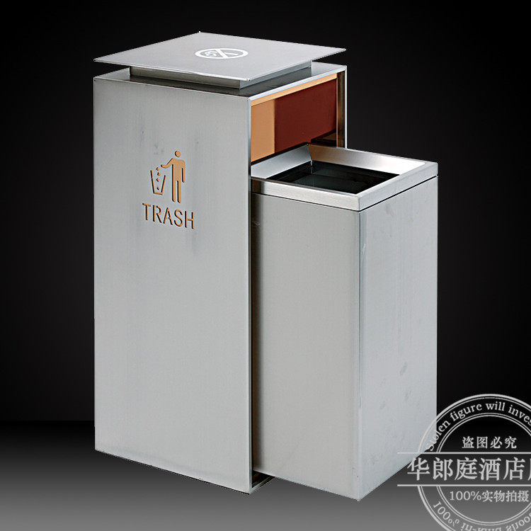 Business trash can double-layer stainless steel floor classification ash bucket luxury high-end real estate bucket indoor ashtray