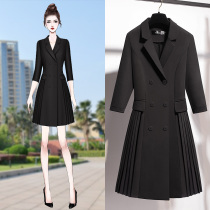 2021 Spring and Autumn new business suit dress waist thin temperament black workplace office workers pleated skirt