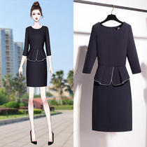 2021 Spring and Autumn new professional dress temperament goddess fan dress slim hip workplace office workers work clothes ol