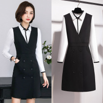 Professional costume temperament goddess Fan suit 2021 Spring and Autumn New shirt vest dress overalls front desk tooling