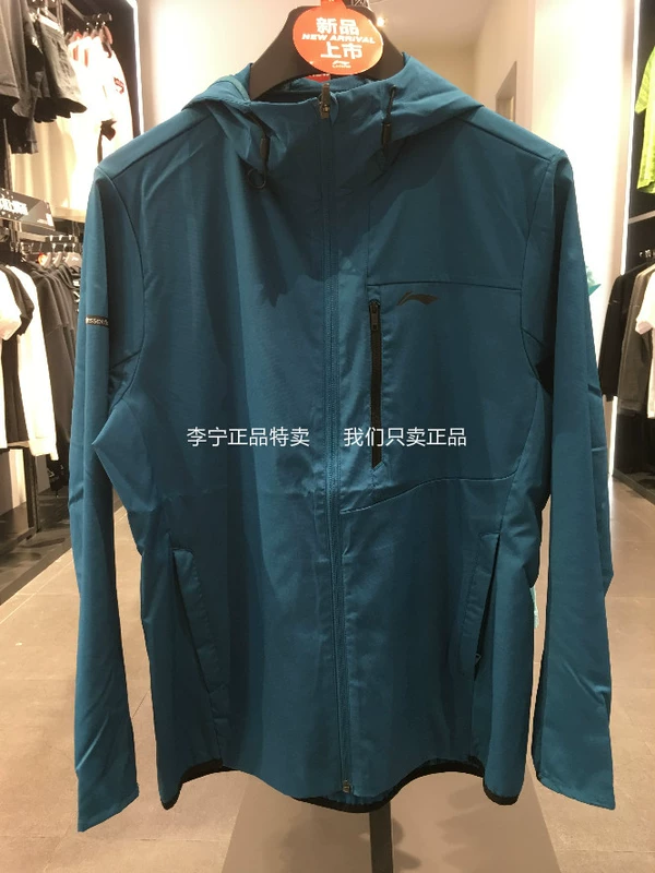 Li Ning trench coat 2018 mùa thu mới cho nam đào tạo loạt áo khoác dài tay chống gió AFDN141