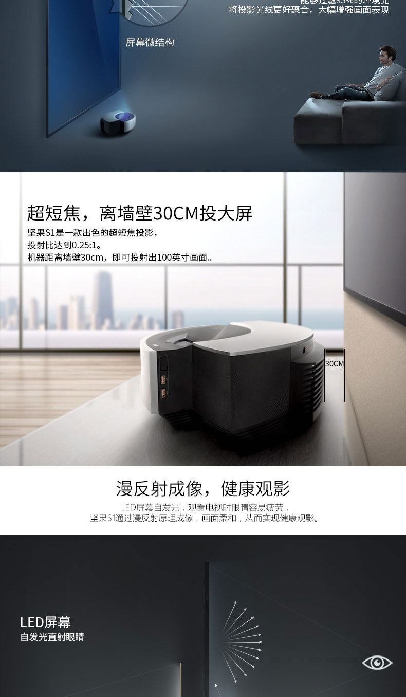 Máy chiếu Laser JmGo Nut S1 Ultra Short Focus Máy chiếu thông minh Full HD Máy chiếu gia đình thông minh - Máy chiếu
