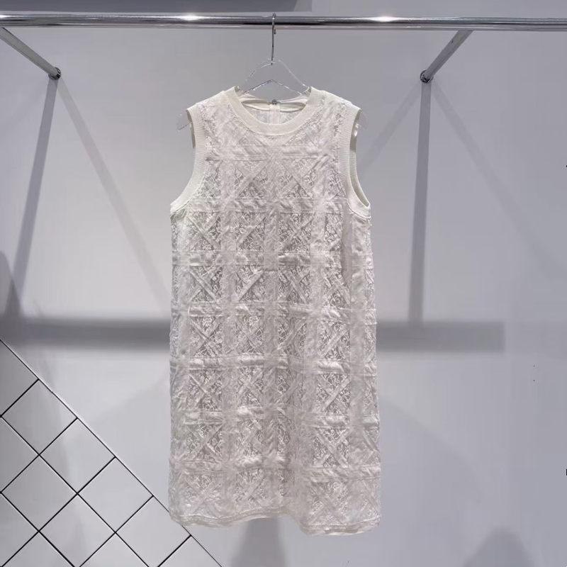 In-Stock 3K2Ob08 Mall Same Style 2026 Summer New Hollow-Out Striped Webbing Sleeveless Dress Short Skirt for Women
