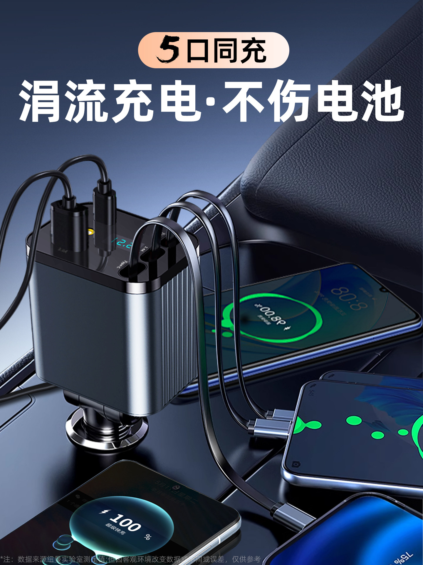 Newman Retractable Car Charger Super Fast Charging Car Cigarette Lighter One-To-Three Suitable for Apple and Huawei Charging