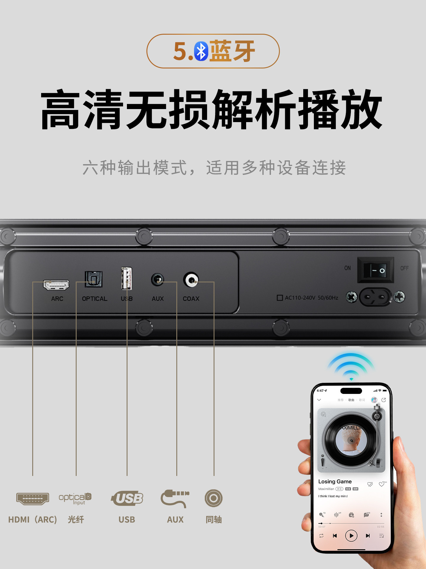 Newman Tv Soundbar Home Theater Living Room Wireless Bluetooth Long Speaker Connects to Projector