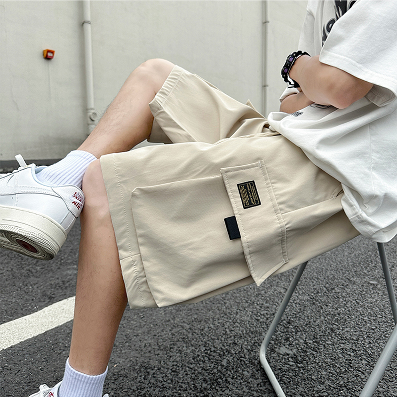 American-Style Khaki Cargo Shorts for Men, Summer 2026, Thin Trendy Brand, Large Size, Mid-Length, Loose Casual Pants
