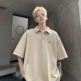 Футболка polo, летняя хлопковая однотонная рубашка, в американском стиле, высокий воротник, короткий рукав