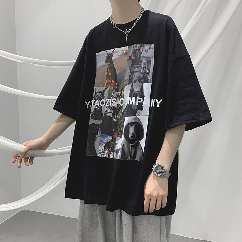 Harbour T-shirt men short sleeve tide boys tops summer trend loose clothes European and American prints in half sleeve shirts