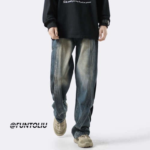 Летние джинсы, штаны для отдыха, премиум класс, свободный прямой крой