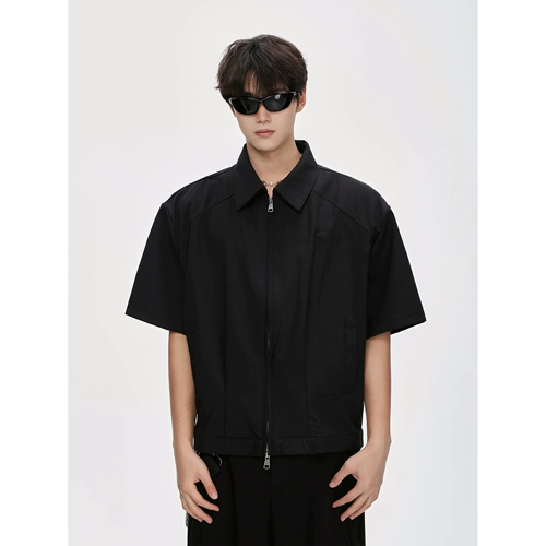 Летняя рубашка, короткие наплечники для отдыха, в американском стиле, простой и элегантный дизайн, изысканный стиль, оверсайз