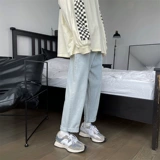 Летние джинсы, трендовые штаны для отдыха, свободный прямой крой