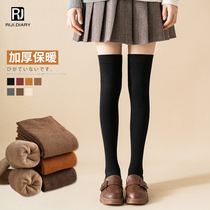 Over Kneecap Children Winter Plus Suede Thickened Warm Display Slim Autumn Winter Style Long Silo Socks High Silo Stockings Black Calf Socks