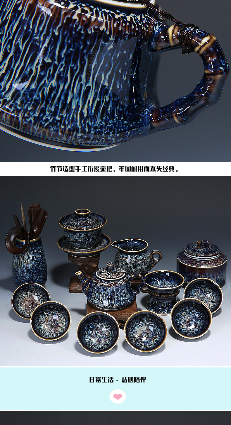 Jingdezhen kung fu tea set home built lamps of a whole set of red glaze, ceramic cup teapot GaiWanCha plate of pa