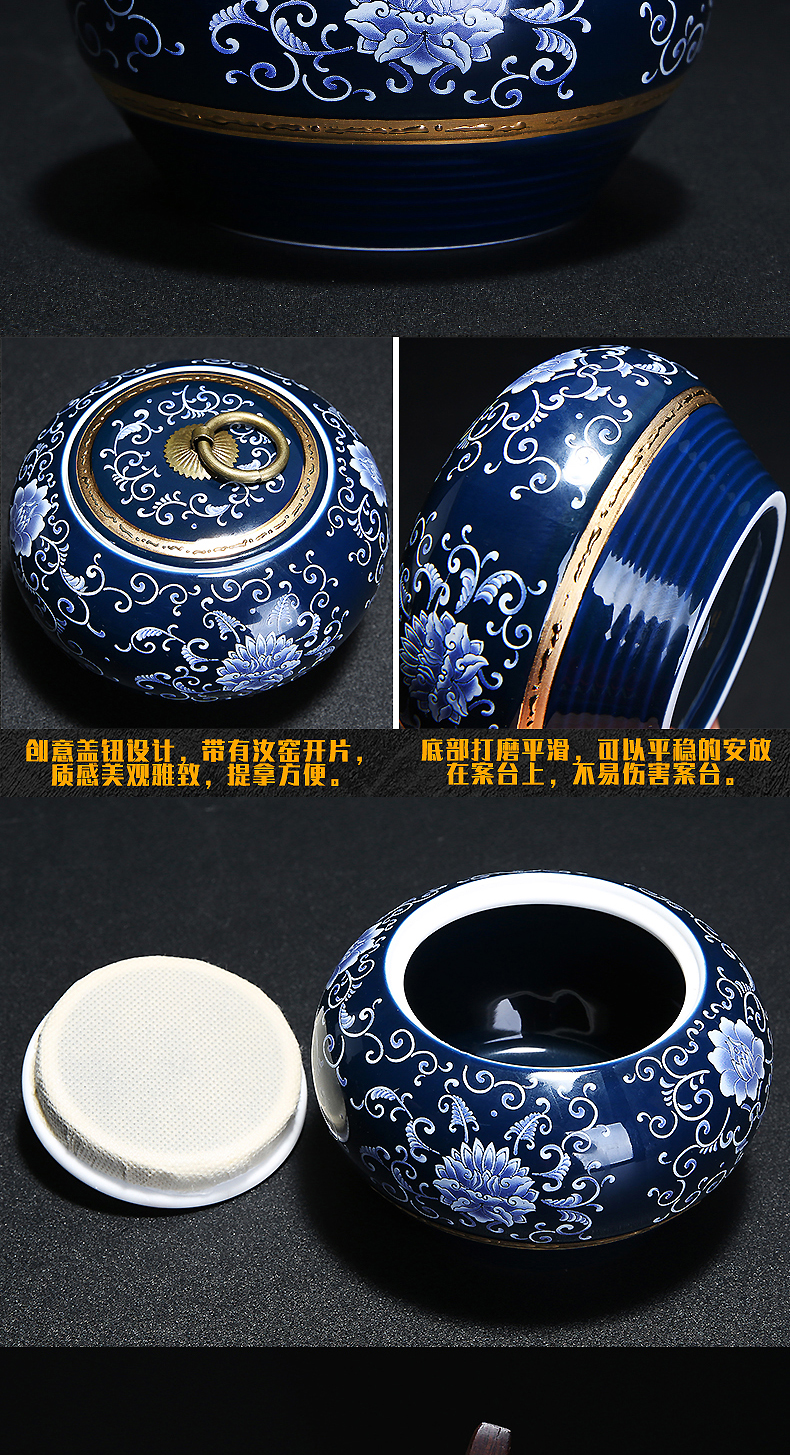A complete set of tea set household paint ceramic kung fu tea sets the blue and white porcelain teapot teacup tea tray