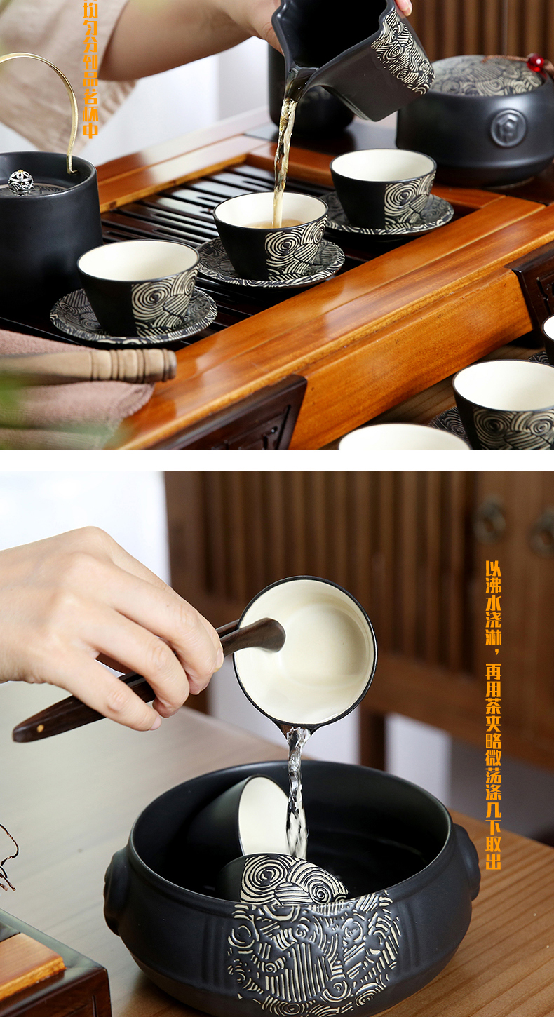 Japanese tea set of black suit household ceramic tea cup lid to use kung fu tea set to restore ancient ways of a complete set of office