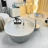 Итальянский журнальный столик с хрусталем CC, минималистичный, светлый, роскошный дизайнерский, креативный, для виллы, гостиной, для маленькой квартиры, мраморный круглый журнальный столик