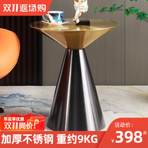 Simple modern light luxury side table bedside table Nordic round table stainless steel small coffee table corner table living room sofa side cabinet