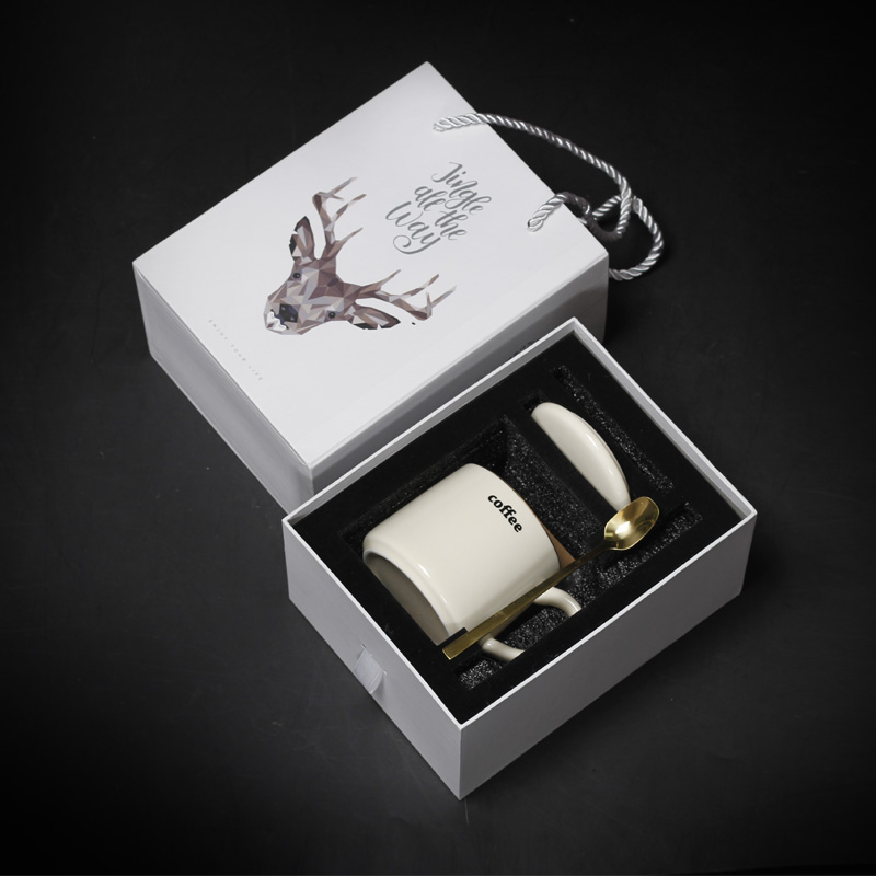 Keller Couples cup contracted creative ceramic keller with spoon, coffee cup birthday gift box office
