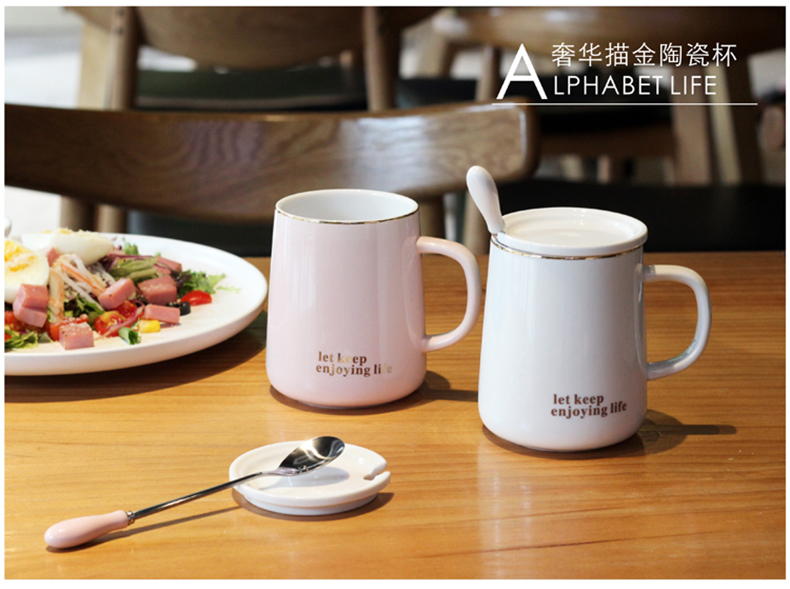 Creative move couples children lovely glass ceramic cup mark cup with cover girl heart of milk a cup of coffee cup