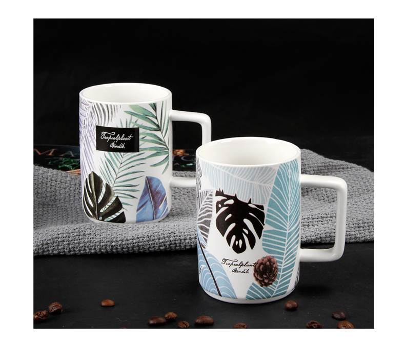 Ins creative couples mark cup northern wind ceramic cup home office spoon, milk coffee cup with cover