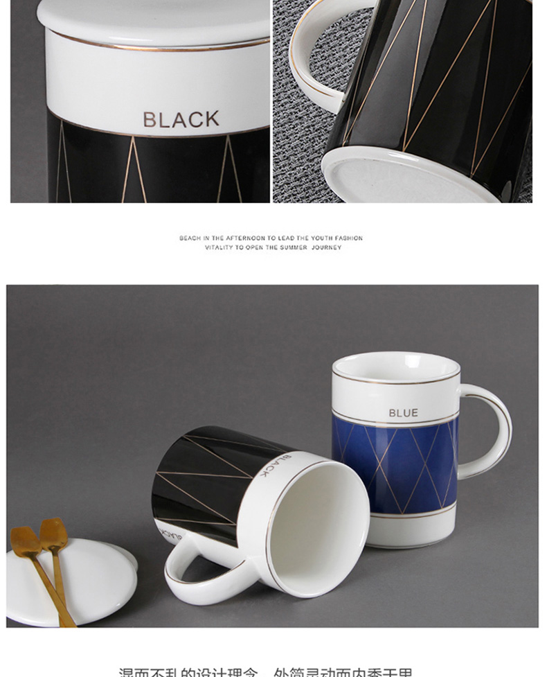 Contracted mark cup northern wind ceramic cups of coffee cup with cover household glass one, run out of the office