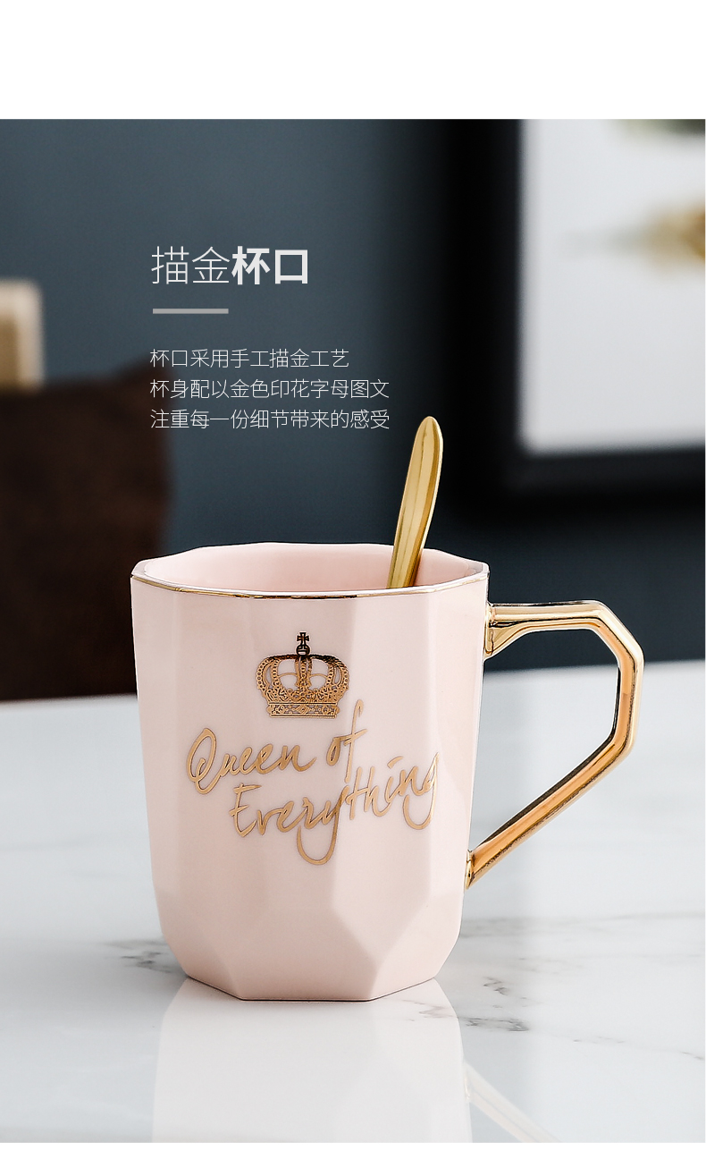 Keller Ins northern wind lovers a creative ceramic coffee cup spoon contracted household drinking cup with cover