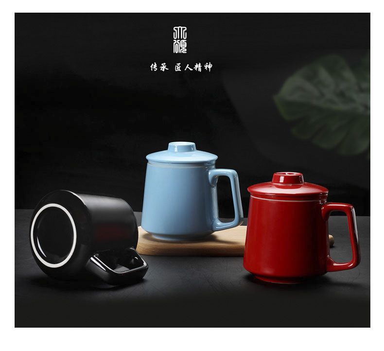 Lovers mugs high - capacity creative separation ceramic cup with cover the tea cups office kung fu tea cups