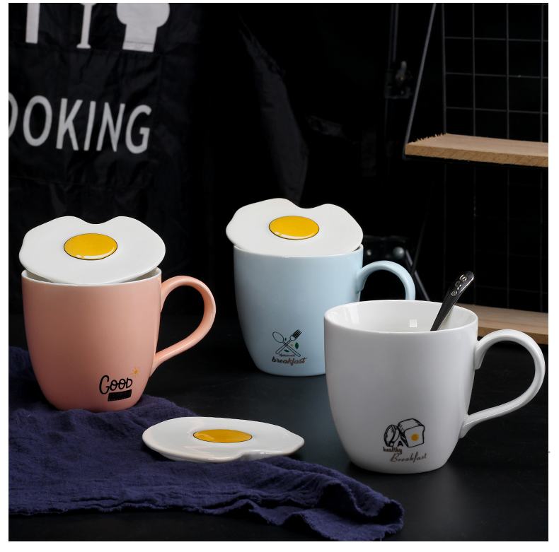 Couples cup, lovely ceramic cups with cover spoon keller creative move trend cup home breakfast coffee cup