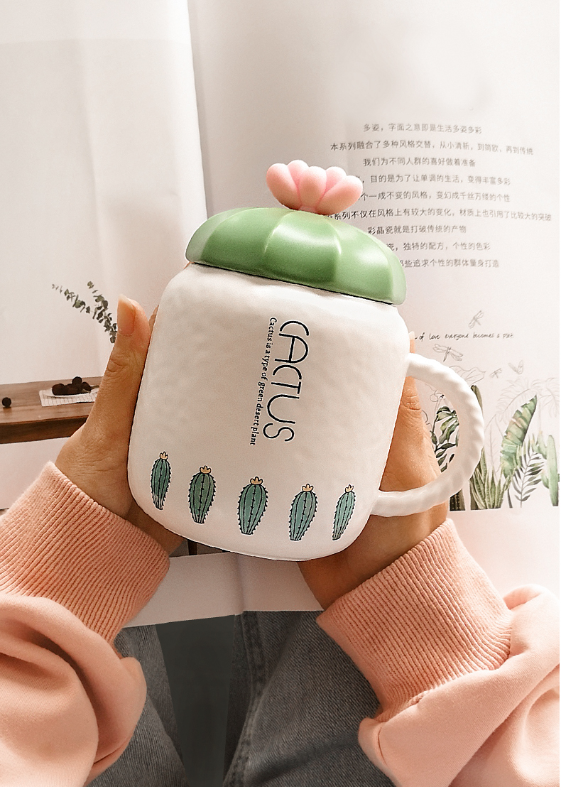 Ceramic keller Nordic ins creative contracted with cover cup cup men 's and women' s individual household tide water cup