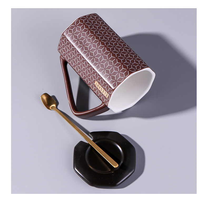 Contracted mark cup northern wind ceramic cups of coffee cup with cover household glass one, run out of the office