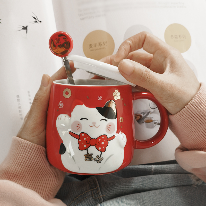 During the valentine 's day gift lovely plutus cat ceramic coffee cup creative cup getting mark cup with a spoon