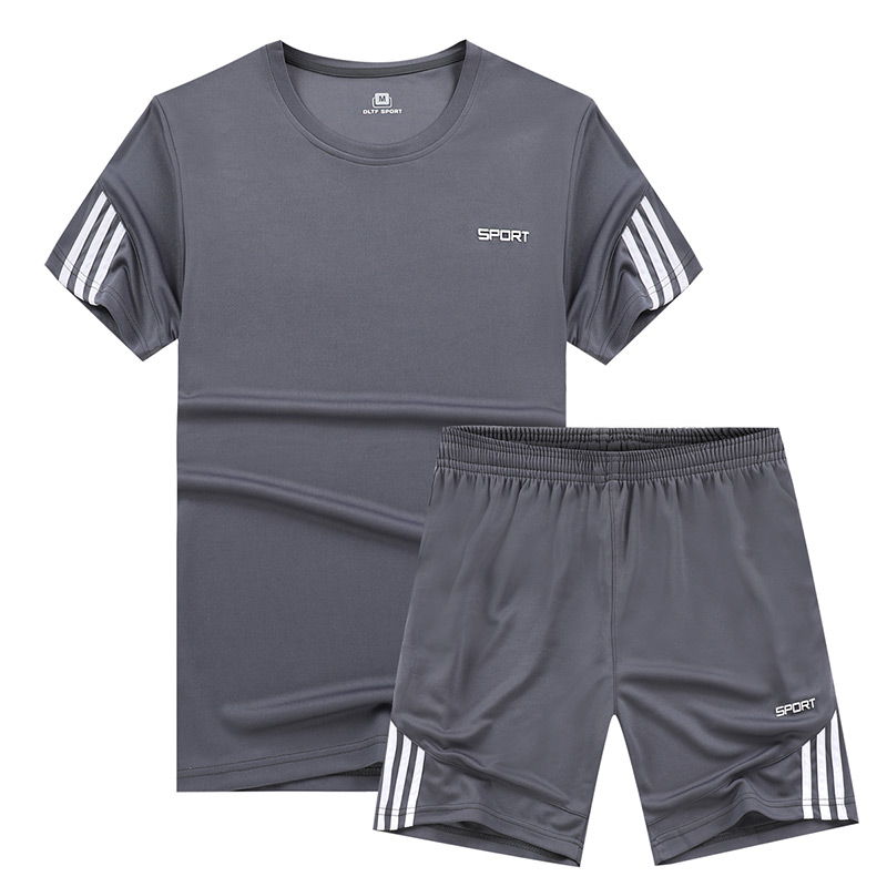 Sports suit Men's summer morning running suit Leisure suit Quick-drying air training T-shirt Short-sleeved shorts Fitness suit