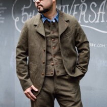 Tricolor spot Japanese GYPSYSONS wool blend light vintage rustic gentleman style blazer