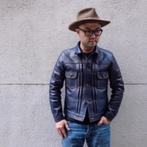 Full code spot to double stock spot Y2 Leather indigo dyed blue dyed horse Leather jacket