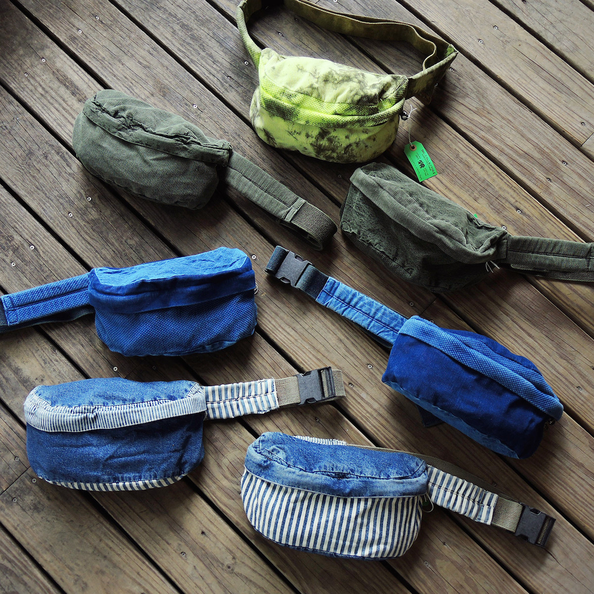 Dr Collectors natural hand-dyed thorn cloth and corduroy antique cloth chest bag and waist bag