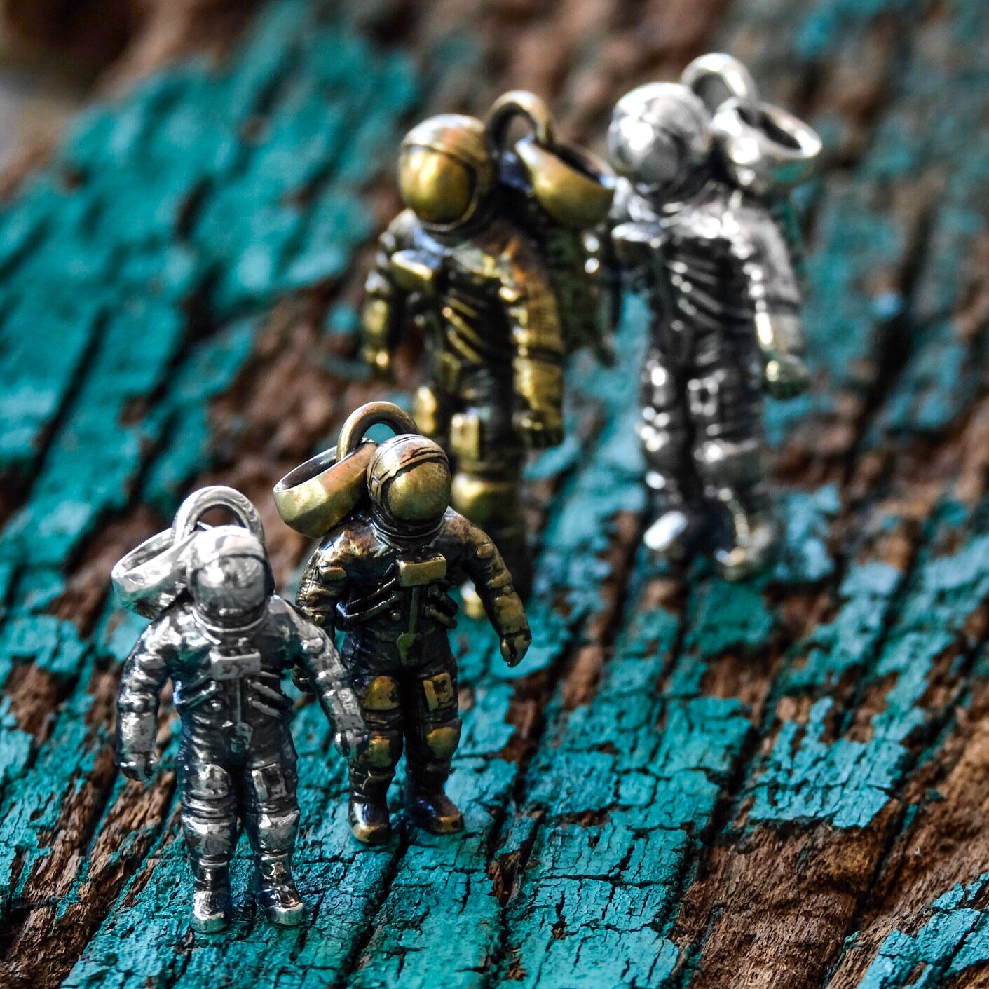 KOPO METAL brass 925 silver moon landing astronaut pendant pendant