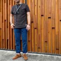 Italy produce COF Studio spring and summer light and comfortable century old factory blue dyed Thorn cone closed foot pants