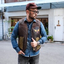 Cold artifact THEDI leathers fur one-piece stitching canvas pocket made of old C3 flying vest