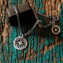 Japan Artisanal (FATE CO) Special Edition 18k cross point gold large lotus silver cake pendant